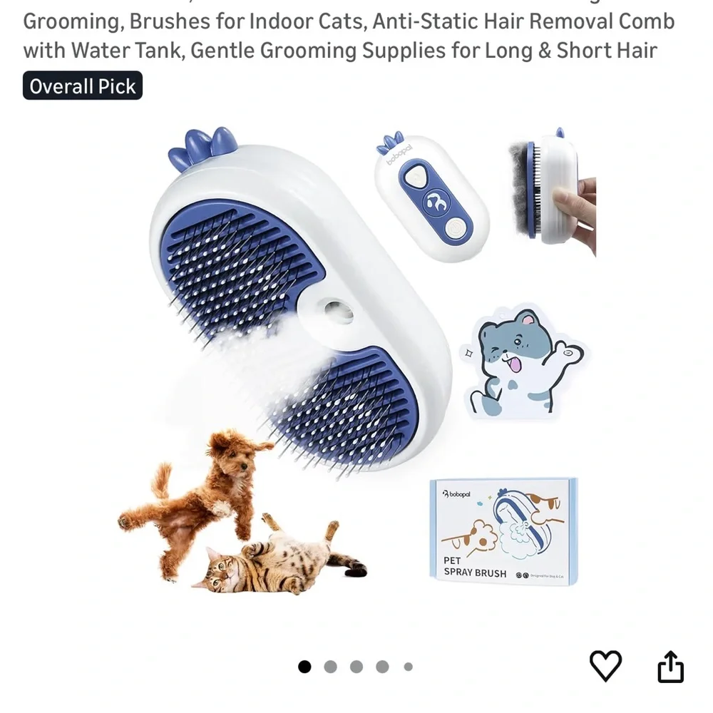 Anti-Static Cat Grooming Brush with Water Tank